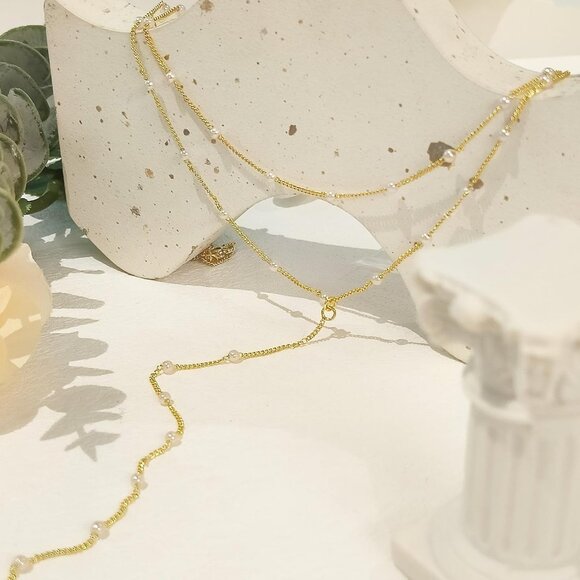 Gold Plated Jewelry Set for Women Pearl Necklace Earrings Bracelet Choker - Picture 6 of 7